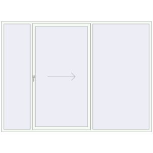Металопластикові розсувні двері 3000x2200 мм Тристулкові з правим відкриванням (комплектація: За замовчуванням). Вид зсередини Купити Розсувні терасні двері 3000x2200 мм REHAU Brillant 70 (Похило-зсувні) Білий (RAL 9016) з двох сторін