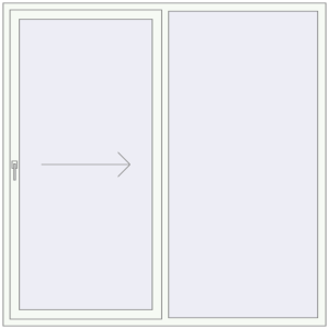 Купити Розсувні терасні двері 2000x2000 мм REHAU Euro 60 (Похило-зсувні) Білий (RAL 9016) з двох сторін