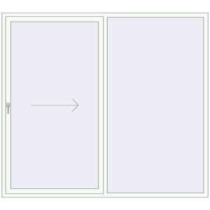 Металопластикові розсувні двері 2400x2100 мм Двостулкові з правим відкриванням (комплектація: Оптимальна). Вид зсередини Купити Розсувні терасні двері 2400x2100 мм REHAU Euro 60 (Похило-зсувні)