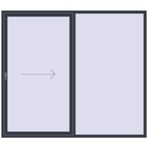 Металопластикові розсувні двері 2400x2100 мм Двостулкові з правим відкриванням (комплектація: Преміум). Вид зсередини Купити Розсувні терасні двері 2400x2100 мм REHAU Brillant 70 (Похило-зсувні) ANTHRACITE_GREY_STRUKTURAL з двох сторін