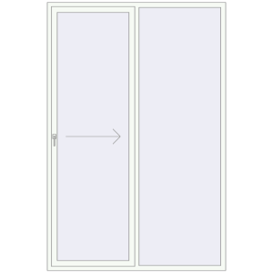 Металопластикові розсувні двері 1800x2700 мм Двостулкові з правим відкриванням (комплектація: Базова). Вид зсередини Купити Розсувні терасні двері 1800x2700 мм REHAU GENEO HST Білий (RAL 9016) з двох сторін