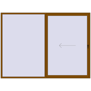 Металопластикові розсувні двері 3000x2200 мм Двостулкові з лівим відкриванням (комплектація: Оптимальна). Вид зсередини Купити Розсувні терасні двері 3000x2200 мм REHAU Brillant 70 (Похило-зсувні) GOLDEN OAK з двох сторін