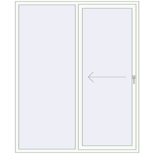 Металопластикові розсувні двері 1800x2200 мм Двостулкові з лівим відкриванням (комплектація: Преміум). Вид зсередини Купити Розсувні терасні двері 1800x2200 мм REHAU SYNEGO SLIDE