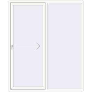 Металопластикові розсувні двері 1700x2100 мм Двостулкові з правим відкриванням (комплектація: За замовчуванням). Вид зсередини Купити Розсувні терасні двері 1700x2100 мм REHAU Euro 60 (Похило-зсувні) Білий (RAL 9016) з двох сторін