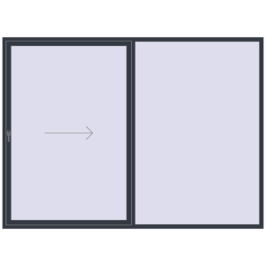 Металопластикові розсувні двері 3000x2200 мм Двостулкові з правим відкриванням (комплектація: Преміум). Вид зсередини Купити Розсувні терасні двері 3000x2200 мм REHAU GENEO HST ANTHRACITE_GREY_STRUKTURAL з двох сторін