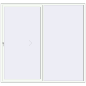 Металопластикові розсувні двері 2500x2340 мм Двостулкові з правим відкриванням (комплектація: За замовчуванням). Вид зсередини Купити Розсувні терасні двері 2500x2340 мм REHAU SYNEGO SLIDE Білий (RAL 9016) з двох сторін