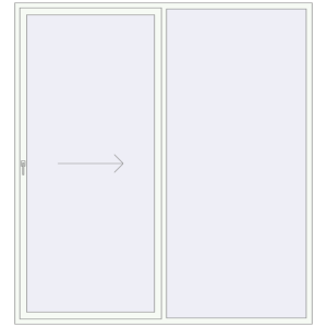 Металопластикові розсувні двері 2500x2700 мм Двостулкові з правим відкриванням (комплектація: За замовчуванням). Вид зсередини Купити Розсувні терасні двері 2500x2700 мм REHAU GENEO HST Білий (RAL 9016) з двох сторін