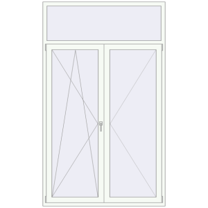 Металопластикові балконні двері 1500x2500 мм Двостулкові з фрамугою (комплектація: За замовчуванням). Вид зсередини Купити Балконні двері 1500x2500 мм REHAU Euro 70 Білий (RAL 9016) з двох сторін