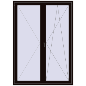 Купити Балконні двері 1500x2100 мм REHAU Euro 60 BLACK_BROWN з двох сторін