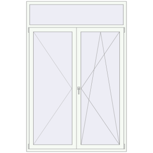 Металопластикові балконні двері 1600x2400 мм Двостулкові з фрамугою (комплектація: Базова). Вид зсередини Купити Балконні двері 1600x2400 мм REHAU Euro 60