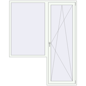 Металопластикові балконні двері 1800x2250 мм З вікном ліворуч (комплектація: Базова). Вид зсередини Купити Балконні двері 1800x2250 мм REHAU Euro 70 Білий (RAL 9016) з двох сторін