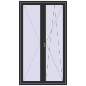Купити Балконні двері 1250x2200 мм REHAU SYNEGO MD ANTHRACITE_GREY_GLATT з двох сторін