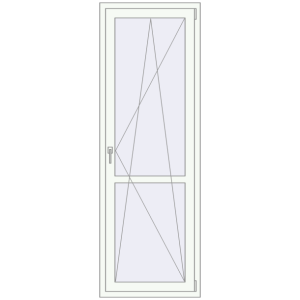 Металопластикові балконні двері 730x2140 мм Одинарні з імпостом (комплектація: За замовчуванням). Вид зсередини Купити Балконні двері 730x2140 мм REHAU Euro 60 Білий (RAL 9016) з двох сторін