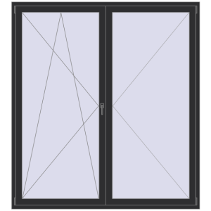 Купити Балконні двері 2000x2200 мм REHAU SYNEGO MD ANTHRACITE_GREY_GLATT з двох сторін