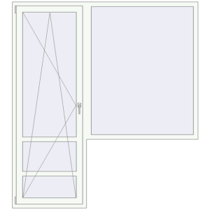 Металопластикові балконні двері 2000x2222 мм З вікном праворуч (комплектація: Базова). Вид зсередини Купити Балконні двері 2000x2222 мм REHAU Euro 70 Білий (RAL 9016) з двох сторін