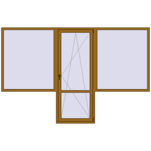 Купити Балконні двері 3250x2100 мм REHAU Euro 60 LIGHT_OAK з двох сторін