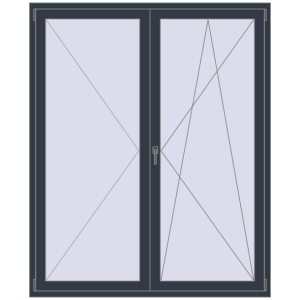 Купити Балконні двері 1600x2000 мм REHAU Euro 70 ANTHRACITE_GREY_STRUKTURAL з двох сторін