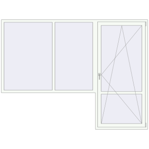 Металопластикові балконні двері 2800x2100 мм З вікном ліворуч (комплектація: Оптимальна). Вид зсередини Купити Балконні двері 2800x2100 мм REHAU Euro 70 Білий (RAL 9016) з двох сторін