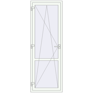 Металопластикові балконні двері 750x2150 мм Одинарні з імпостом (комплектація: За замовчуванням). Вид зсередини Купити Балконні двері 750x2150 мм REHAU Euro 70 Білий (RAL 9016) з двох сторін