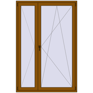 Купити Балконні двері 1401x2100 мм REHAU Euro 70 GOLDEN OAK з двох сторін