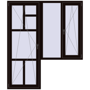 Купити Балконні двері 1800x2100 мм REHAU Euro 70 BLACK_BROWN з двох сторін