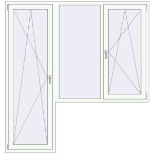 Металопластикові балконні двері 2000x2100 мм З вікном праворуч (комплектація: Базова). Вид зсередини Купити Балконні двері 2000x2100 мм REHAU Euro 70 Білий (RAL 9016) з двох сторін