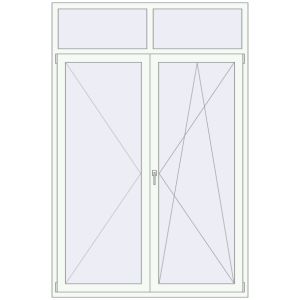 Металопластикові балконні двері 1600x2400 мм Двостулкові з фрамугою (комплектація: Базова). Вид зсередини Купити Балконні двері 1600x2400 мм REHAU Euro 60