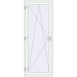 Металопластикові балконні двері 800x2000 мм Одностулкові (комплектація: За замовчуванням). Вид зсередини Купити Балконні двері 800x2000 мм REHAU Euro 60 Білий (RAL 9016) з двох сторін