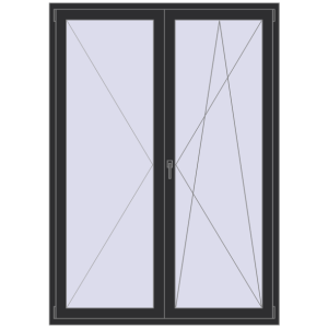 Купити Балконні двері 1500x2100 мм REHAU Euro 70 ANTHRACITE_GREY_GLATT з двох сторін