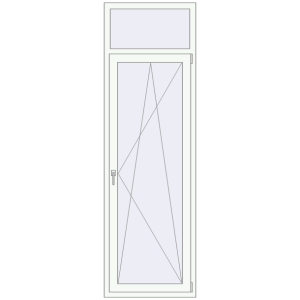 Металопластикові балконні двері 750x2400 мм Одностулкові з фрамугою (комплектація: Базова). Вид зсередини Купити Балконні двері 750x2400 мм REHAU Euro 70 WALNUT ззовні