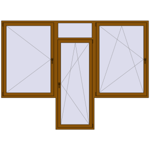 Купити Балконні двері 3250x2400 мм REHAU Euro 70 GOLDEN OAK з двох сторін