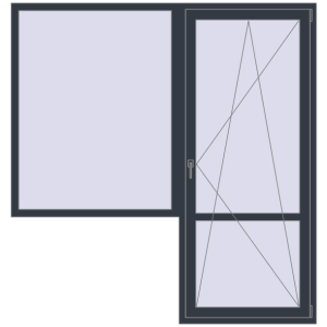 Купити Балконні двері 2000x2100 мм REHAU Euro 70 ANTHRACITE_GREY_STRUKTURAL з двох сторін