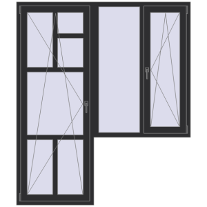 Купити Балконні двері 1800x2100 мм REHAU Euro 70 ANTHRACITE_GREY_GLATT з двох сторін