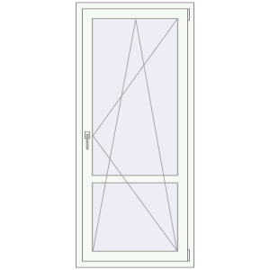 Металопластикові балконні двері 800x1780 мм Одинарні з імпостом (комплектація: Базова). Вид зсередини Купити Балконні двері 800x1780 мм REHAU Euro 60