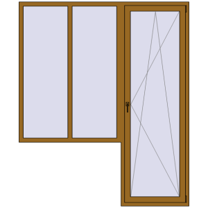 Купити Балконні двері 2000x2400 мм REHAU Euro 60 LIGHT_OAK з двох сторін