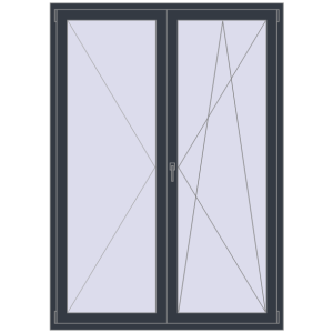 Купити Балконні двері 1500x2100 мм REHAU Euro 70 ANTHRACITE_GREY_STRUKTURAL з двох сторін