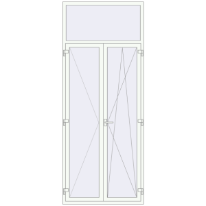 Металопластикові балконні двері 1200x3000 мм Двостулкові з фрамугою (комплектація: За замовчуванням). Вид зсередини Купити Балконні двері 1200x3000 мм REHAU Euro 70 Білий (RAL 9016) з двох сторін
