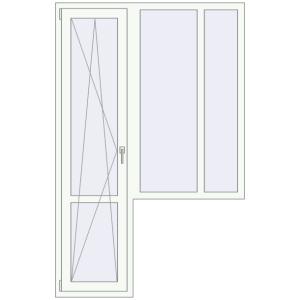 Купити Балконні двері 1350x2100 мм REHAU Euro 60 Білий (RAL 9016) з двох сторін