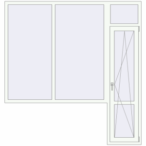 Металопластикові балконні двері 2100x2200 мм З фрамугою та вікном ліворуч (комплектація: Базова). Вид зсередини Купити Балконні двері 2100x2200 мм REHAU SYNEGO MD Білий (RAL 9016) з двох сторін