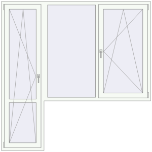 Купити Балконні двері 2100x2100 мм REHAU Euro 70 Білий (RAL 9016) з двох сторін