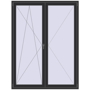 Купити Балконні двері 1600x2100 мм REHAU SYNEGO MD ANTHRACITE_GREY_GLATT з двох сторін