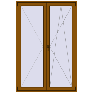 Купити Балконні двері 1400x2100 мм REHAU Euro 60 GOLDEN OAK з двох сторін