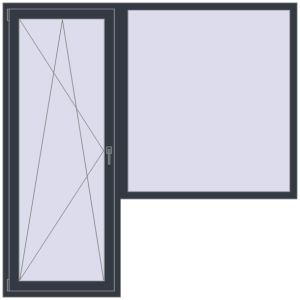 Металопластикові балконні двері 2000x2000 мм з вікном праворуч (комплектація: Базова). Вид зсередини Купити Балконні двері 2000x2000 мм REHAU Euro 70