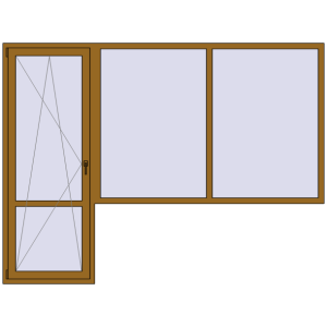 Купити Балконні двері 2800x2100 мм REHAU Euro 70 LIGHT_OAK з двох сторін