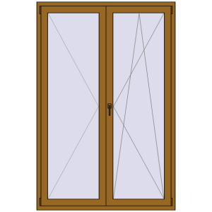 Купити Балконні двері 1400x2100 мм REHAU Euro 70 LIGHT_OAK з двох сторін