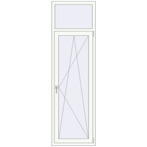 Металопластикові балконні двері 700x2300 мм Одностулкові з фрамугою (комплектація: За замовчуванням). Вид зсередини Купити Балконні двері 700x2300 мм REHAU Euro 60 Білий (RAL 9016) з двох сторін