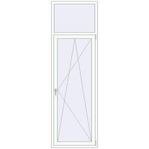 Металопластикові балконні двері 850x2700 мм Одностулкові з фрамугою (комплектація: Базова). Вид зсередини Купити Балконні двері 850x2700 мм REHAU Euro 60 Білий (RAL 9016) з двох сторін