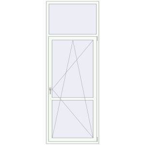 Металопластикові балконні двері 1000x2700 мм Одностулкові з фрамугою та імпостом (комплектація: Преміум). Вид зсередини Купити Балконні двері 1000x2700 мм REHAU SYNEGO MD Білий (RAL 9016) з двох сторін