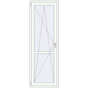 Металопластикові балконні двері 700x2100 мм Одинарні з імпостом (комплектація: Преміум). Вид зсередини Купити Балконні двері 700x2100 мм REHAU Euro 60 Білий (RAL 9016) з двох сторін