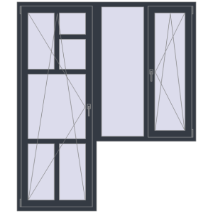 Купити Балконні двері 1800x2100 мм REHAU Euro 70 ANTHRACITE_GREY_STRUKTURAL з двох сторін